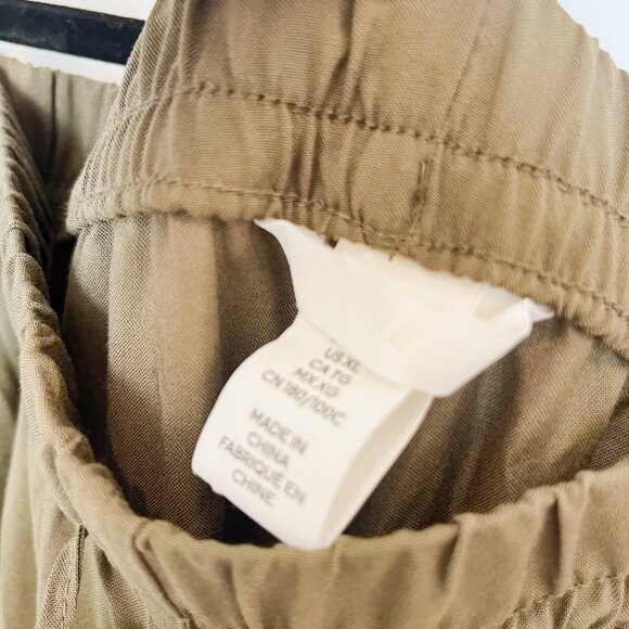 H&M Wide-cut Pull-on Pants - Dark Khaki Green - XL - Picture 4 of 5